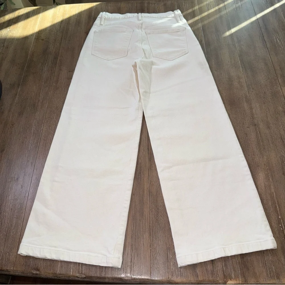 Frame Denim High Rise Ali wide leg Crop Jeans Cream